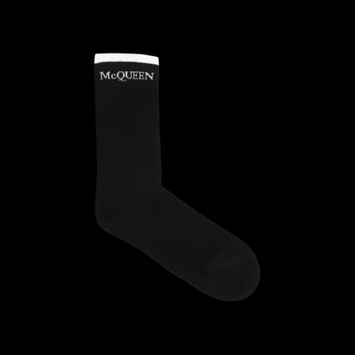 Alexander McQueen Foldover Signature Knit Socks Black White