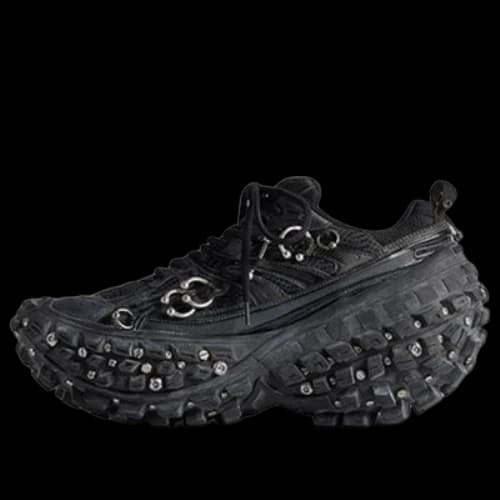 Balenciaga Bouncer Screw Sneakers 'Black Mesh and Nylon with Piercing'