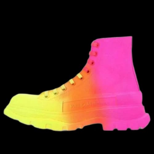 Alexander McQueen Tread Slick Boots 'Yellow Orange Pink' (Women's)