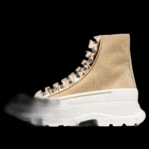 Alexander McQueen Glitter Tread Slick High-Top Sneakers 'Gold White' (Women's)