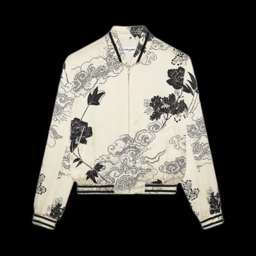 Saint Laurent Teddy Satin Bomber Jacket 'Noir'