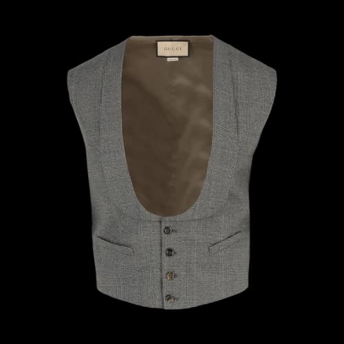 Gucci Plaid Tailored Vest Dark Grey