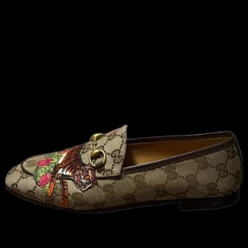 Gucci Embroidered Round Toe Loafer 'Beige' (Women's)
