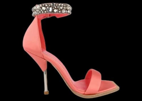 Alexander McQueen Crystal-Cuff Stiletto Heels Coral Crystal Silver (Women's)