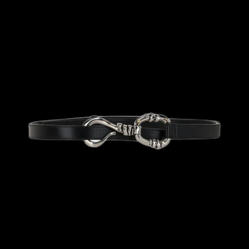 Alexander McQueen Hook-Embellished Leather Belt Black
