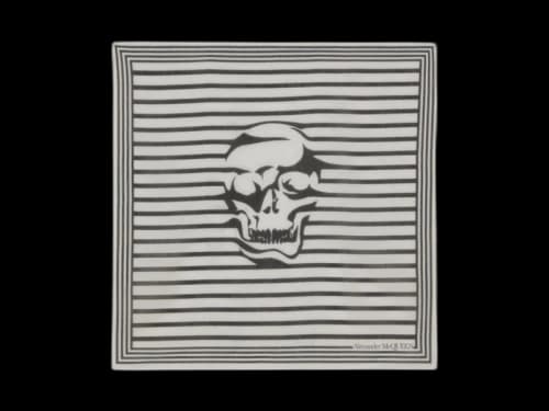 Alexander McQueen Skull Breton-Stripe Scarf White/Black