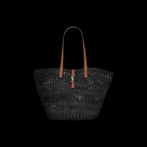 Saint Laurent Plaque Woven Tote Bag 'Black/Brick'