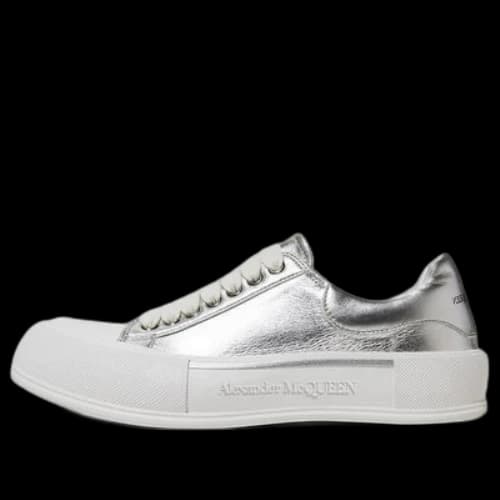 Alexander McQueen Deck Sneakers 'Silver Canvas Metallic'