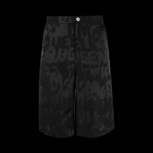 Alexander McQueen Graffiti Logo Shorts 'Ink/Black'