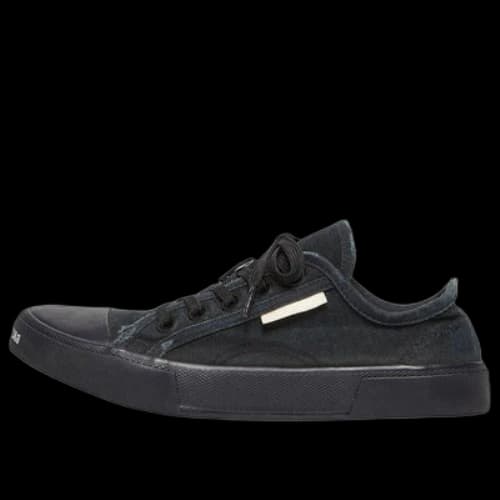Balenciaga Paris Low Top Sneakers 'Black Destroyed Cotton and Black Rubber'