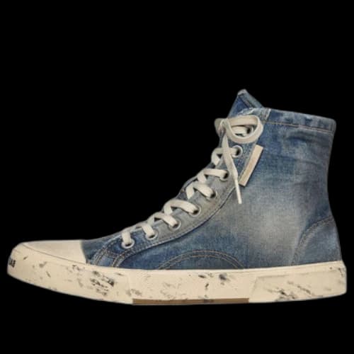 Balenciaga Paris High Top Sneakers 'Blue Destroyed Denim and Rubber' (Women's)