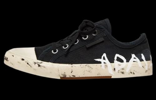 Balenciaga Paris Low Top Graffiti Sneakers 'Black and White Destroyed Cotton' (Women's)