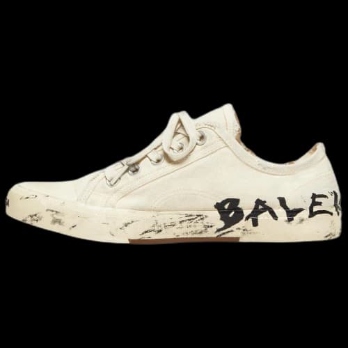 Balenciaga Paris Low Top Sneakers 'White Destroyed Cotton and White Rubber with Graffiti' (Women's)