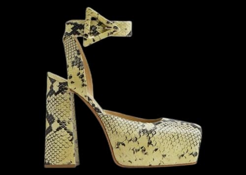 Bottega Veneta Faded Python Noir Tower Pumps Yellow Black (Women's)
