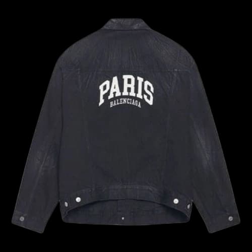 Balenciaga Cities Paris Oversized Denim Jacket 'Washed Black White'