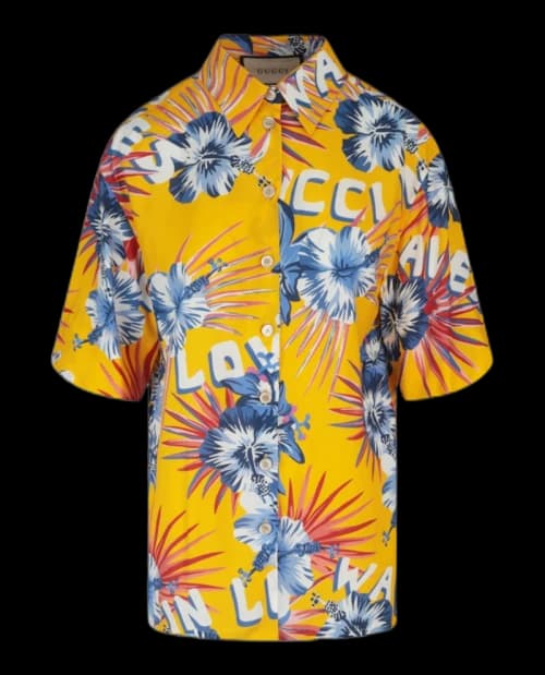 Gucci Wild Flower Printed Shirt Yellow