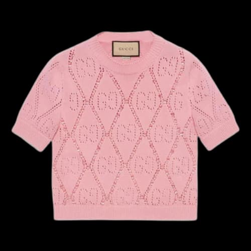 Gucci GG Cotton Beaded Shirt 'Pink' (Women's)