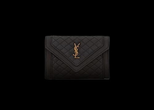 Saint Laurent Gaby Small Envelope Wallet In Quilted Lambskin Black