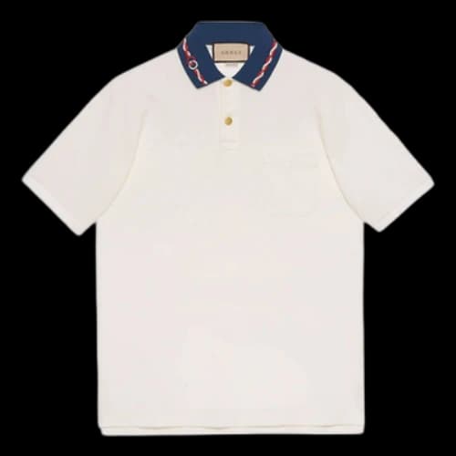 Gucci Stretch Cotton Piquet Polo With Embroidery 'Ivory'