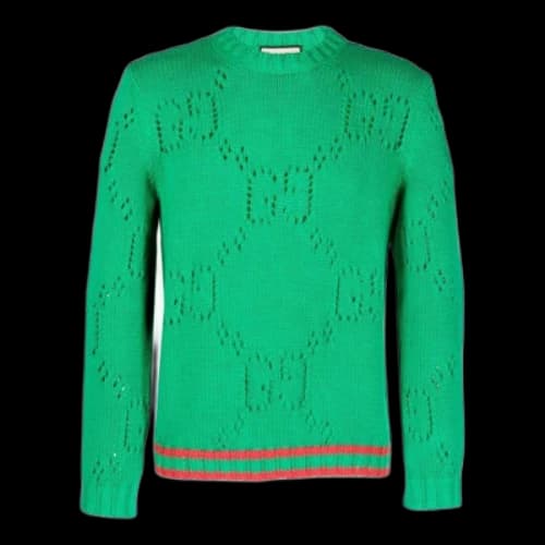 Gucci Knit Cotton Sweater with Web 'Green'
