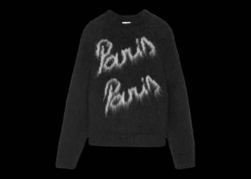 Saint Laurent Women's Paris Mohair Knit Sweater Black/Natural