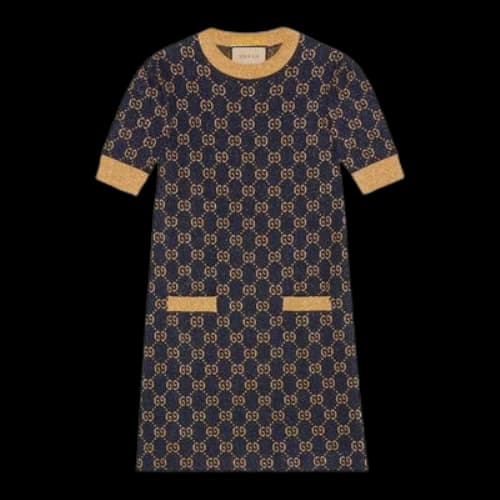 Gucci GG lam jacquard dress 'Navy Gold' (Women's)
