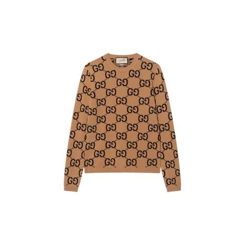 Gucci GG Wool Jacquard Sweater 'Camel Black'