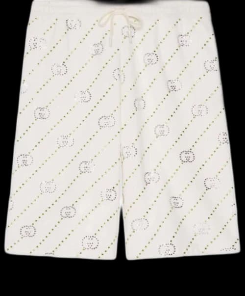 Gucci Cotton Jersey Shorts With Crystals 'Off White'