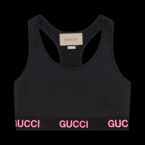Gucci Logo Jacquard Crop Top 'Black/Pink'