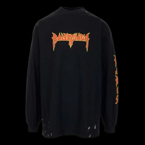 Balenciaga Metallica Long Sleeve T-shirt 'Black Orange'