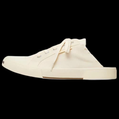 Balenciaga Paris Mules 'White Destroyed Cotton and White Rubber'