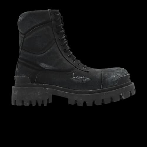 Balenciaga Combat Strike Boot 'Black Distressed Canvas'