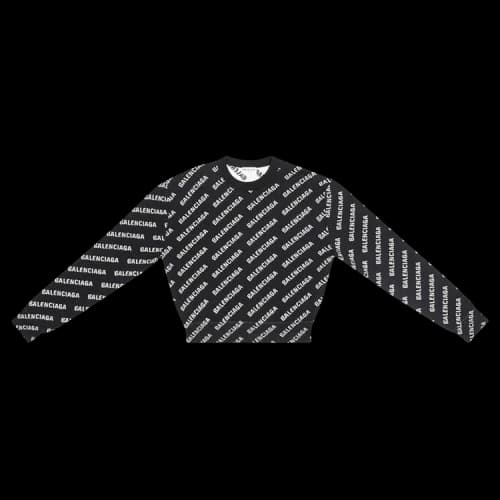 Balenciaga All Over Logo Crewneck 'Black/White'