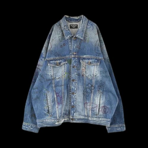 Balenciaga Scribble Oversized Jacket 'Blue'