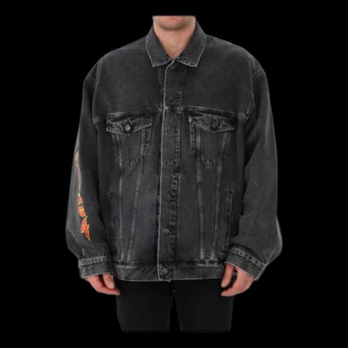Balenciaga Metallica Oversized Denim Jacket 'Washed Black Orange'