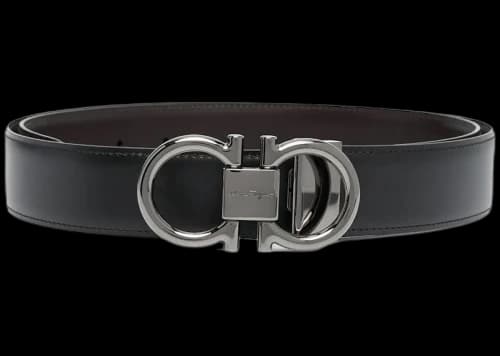 Ferragamo Reversible And Adjustable Gancini Belt Black/Silver