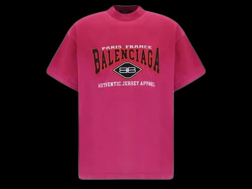 Balenciaga Women's Embroidered BB Authentic Jersey Apparel T-Shirt Pink