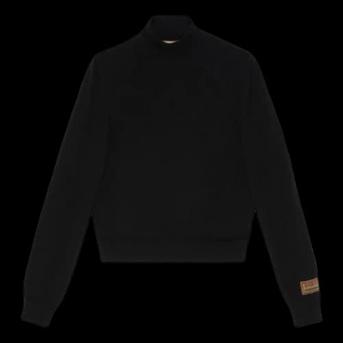 Gucci Cashmere Polo Neck With Gucci Intarsia 'Black'
