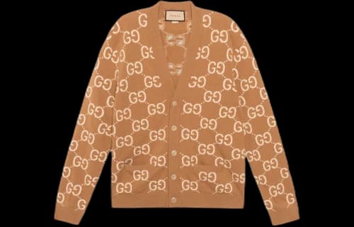 Gucci GG Wool Jacquard Cardigan 'Camel Ivory'