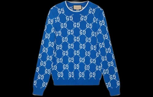 Gucci Jumbo GG Jacquard Crew Neck Sweater 'Blue Ivory'