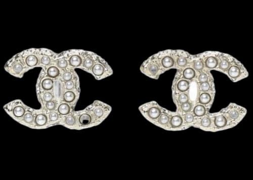 Chanel Crystal Pearl CC Earrings Gold