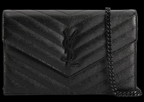 Saint Laurent Envelope Chain Wallet Grain De Poudre Black