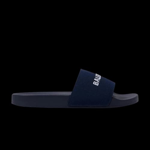Balenciaga Logo Embroidered Pool Slides 'Navy'
