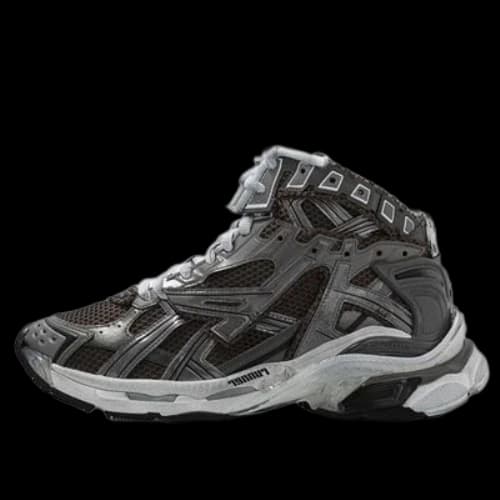 Balenciaga Runner High Top Sneakers 'Grey Nylon Suede-Like Fabric'