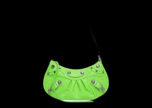 Balenciaga Women's Le Cagole Mini Bag With Chain Crocodile Embossed Bright Green