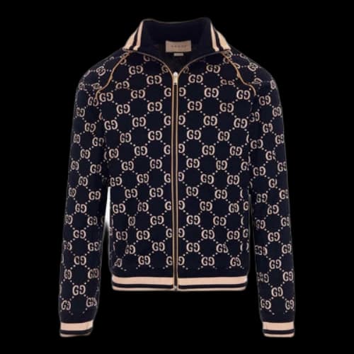 Gucci GG Gersey Cotton Jacket 'Black Camel Green Red'