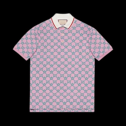 Gucci Stretch Cotton Polo 'Pink/Blue'