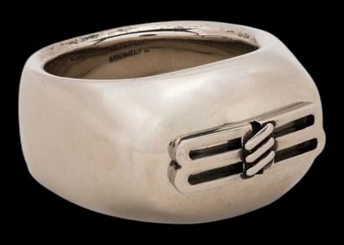Balenciaga BB Icon Signet Ring Antique Silver