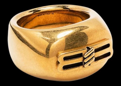 Balenciaga BB Icon Signet Ring Antique Gold