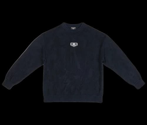 Balenciaga BB Embroidered Crewneck Sweater Navy